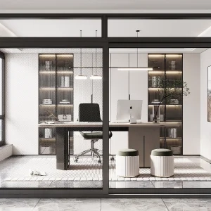 slim glass partition door