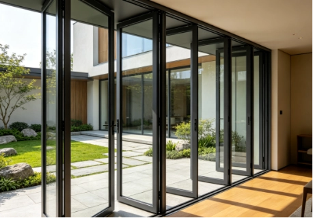 black folding sliding door