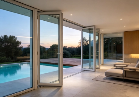 white folding sliding door